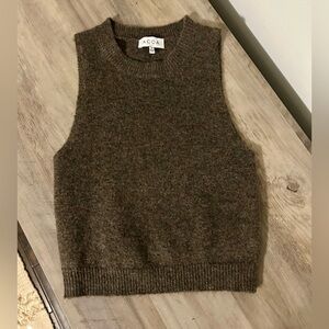 ACOA Brown Sleeveless Sweater Knit Top